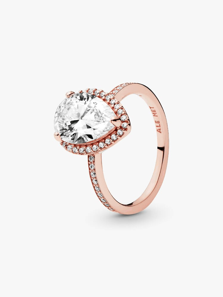 Sparkling Teardrop Halo Ring