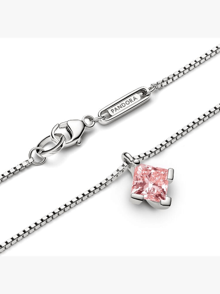 Pandora Nova 14k White Gold Lab-grown Pink Diamond Pendant Necklace