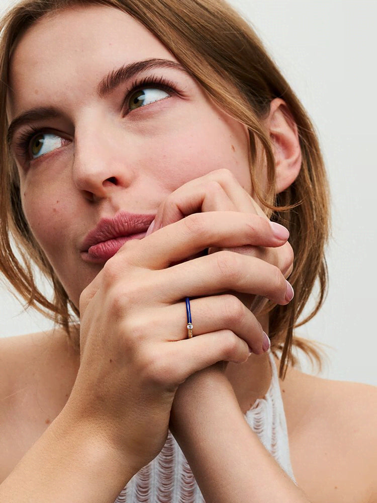 Pandora ME Pavé & Blue Dual Ring
