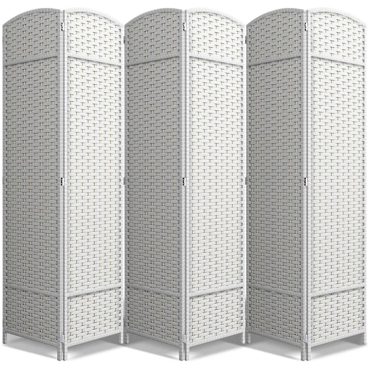 6-Panel Room Divider Privacy Screen With Hand-Woven Mesh Panels - 6 Ft Tall
