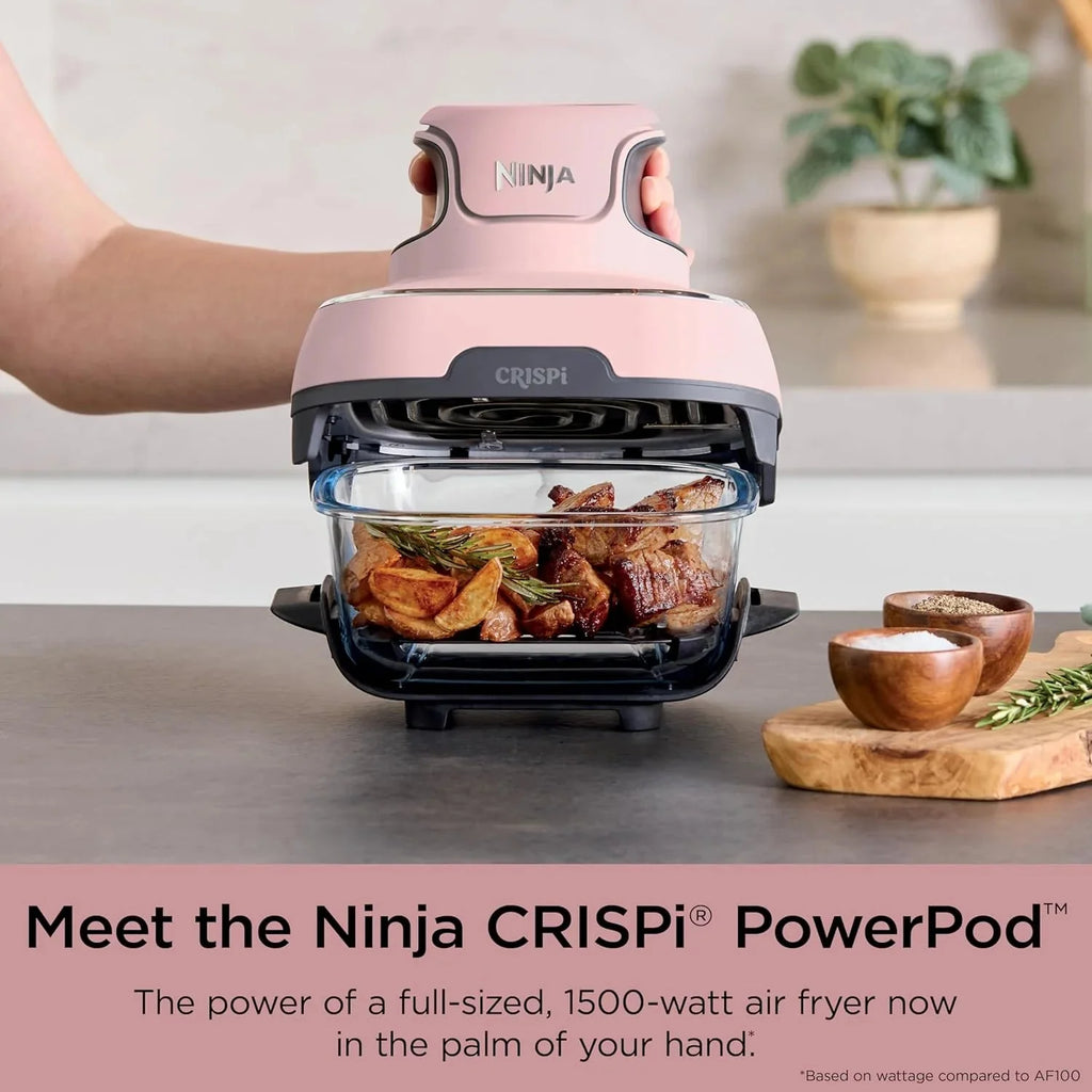 Ninja Crispi 4-in-1 Portable Glass Air Fryer Cooking System, 1500W, 4 QT And 6-Cup Containers