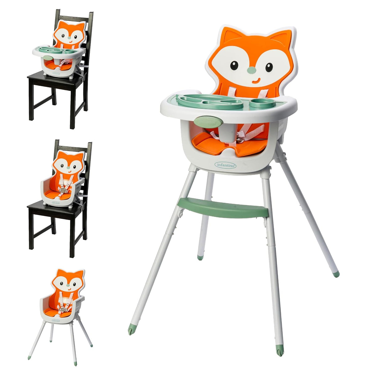 4-in-1 Convertible High Chair And Booster - Fox Theme