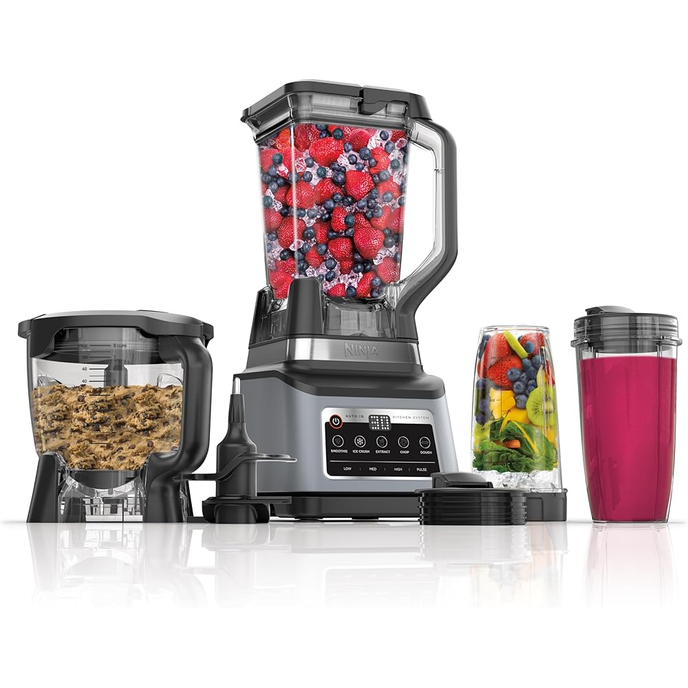 Ninja Professional Plus Kitchen System, 1400 Peak Watts, 72 oz Pitcher, 64 oz Processor Bowl, 2 24 oz Cups - BN801