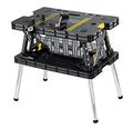Keter Folding Work Table, 1000 lbs Capacity, Two 12 in Clamps, Black/Yellow - 197283