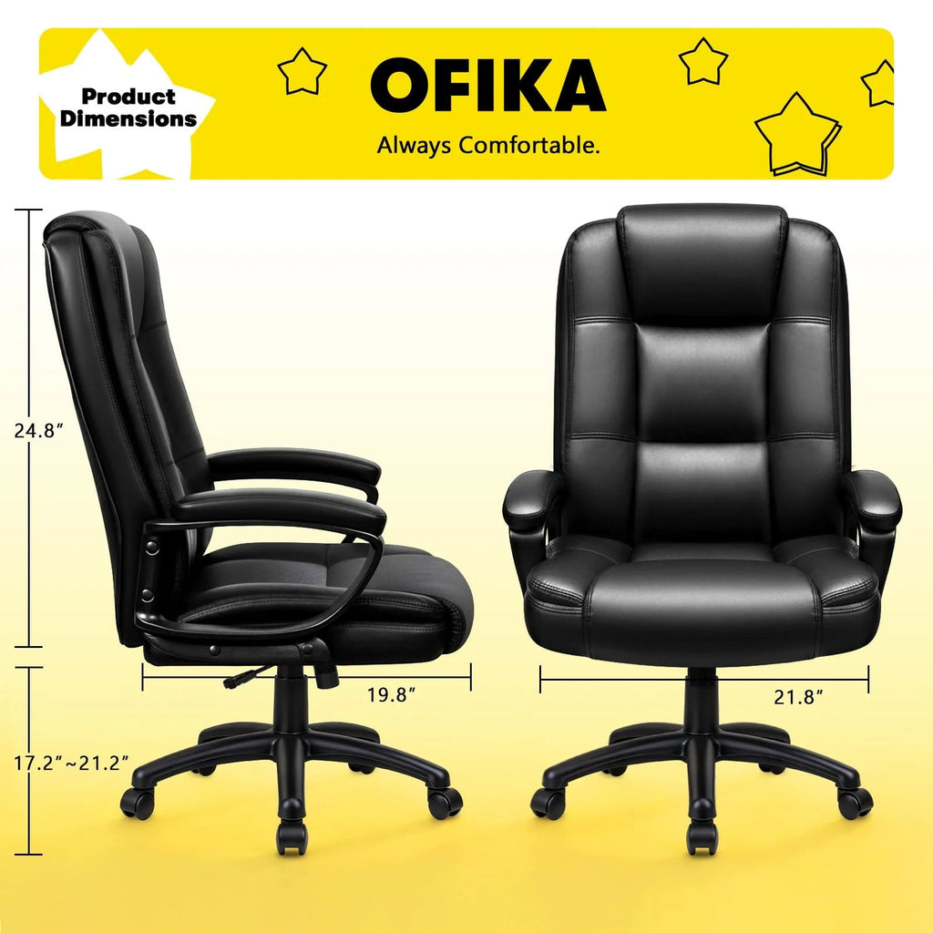 Big And Tall High-Back Leather Executive Office Chair, 400 lbs
