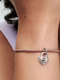 Two-tone Twistable Heart Padlock Double Dangle Charm