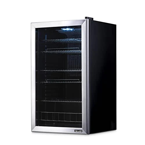 NewAir Beverage Refrigerator Cooler, 126 Cans, Stainless Steel, Right-Hinge Glass Door - AB-1200