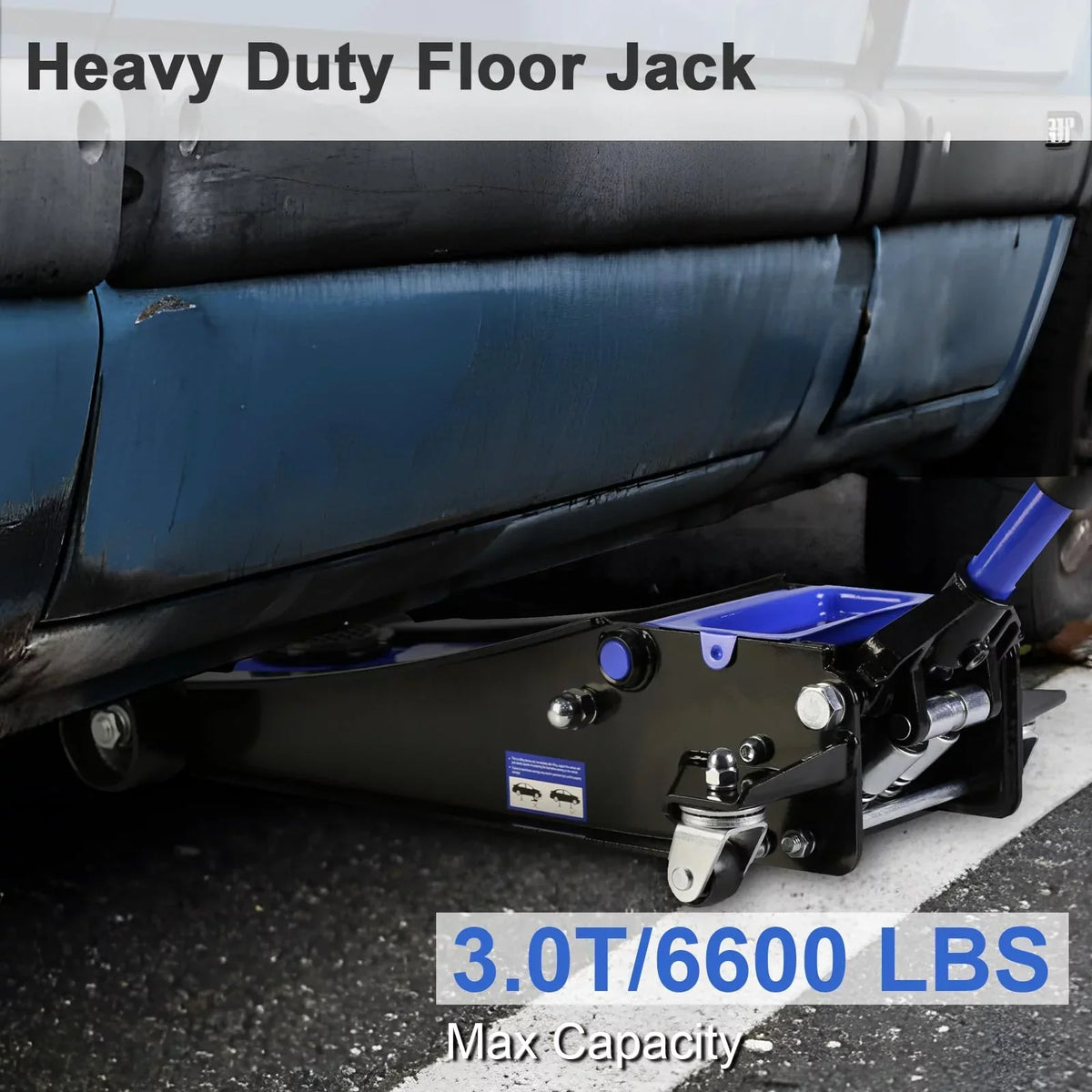 3 Ton Low Profile Steel Hydraulic Floor Jack, 6000 lbs, 5.1"-20"