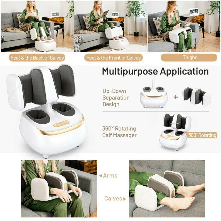 2-In-1 Electric Shiatsu Foot And Calf Massager With Heat, White - 16in x 16in x 14in / 17in x 10in x 9in