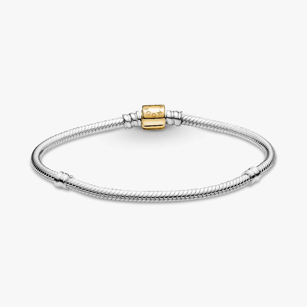 FINAL SALE - Pandora Moments Two-tone Barrel Clasp Snake Chain Bracelet