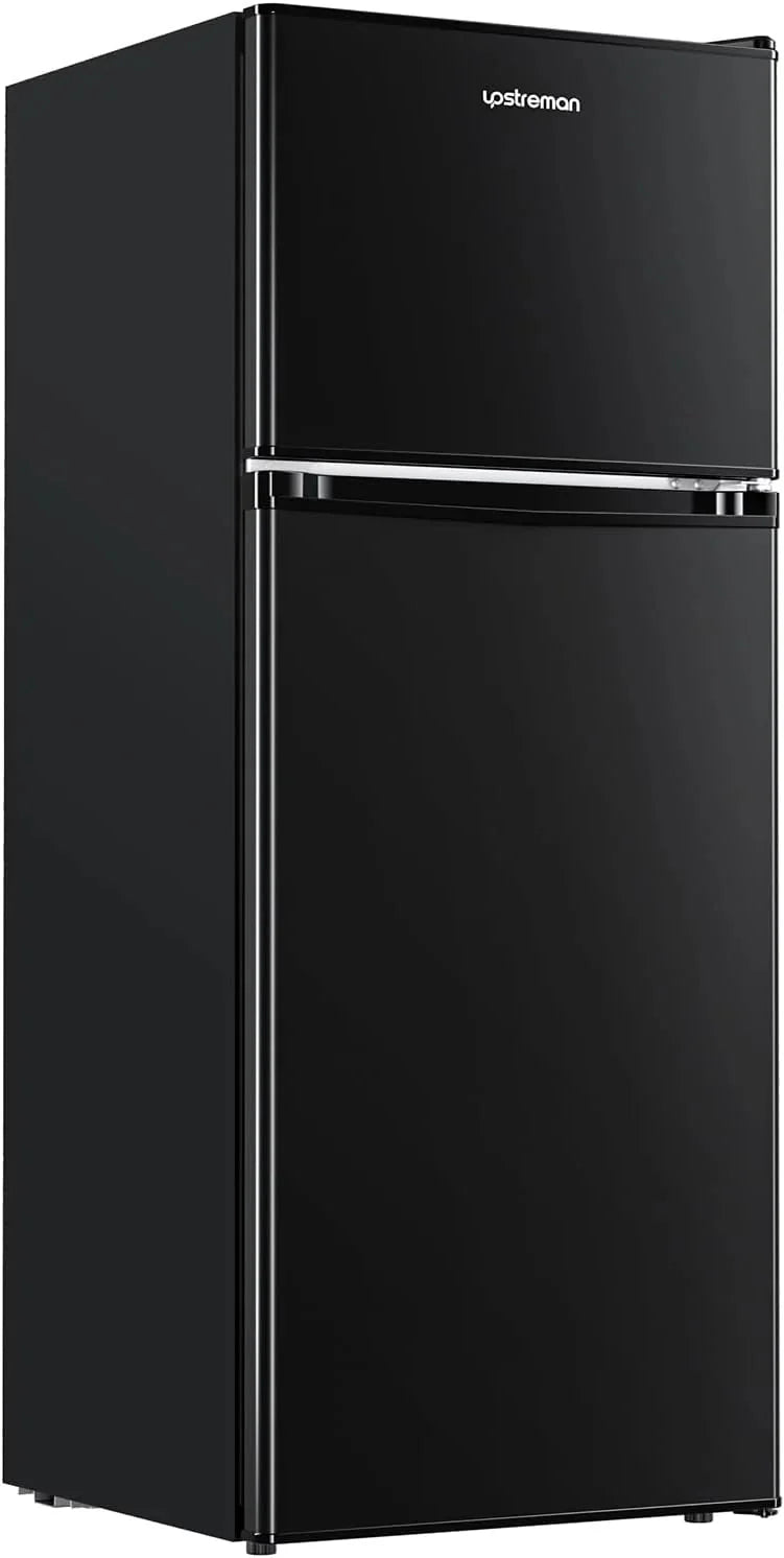 Upstreman 4 Cubic Feet Double Door Mini Refrigerator With Freezer, Black - BR401