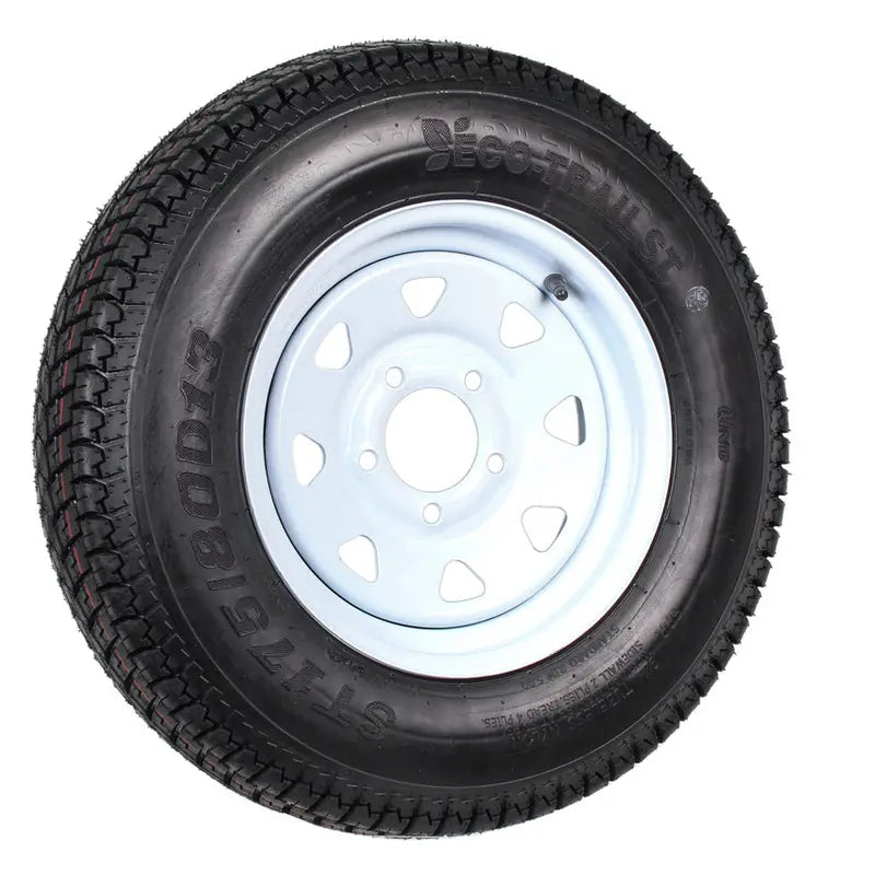 2-Pack ST175/80D13 Trailer Tires On White Spoke Rims - Load Range C, 5-Lug Mounting