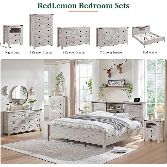 Farmhouse Engineered Wood 5-Drawer Dresser, 15.75in D x 31.25in W x 48in H
