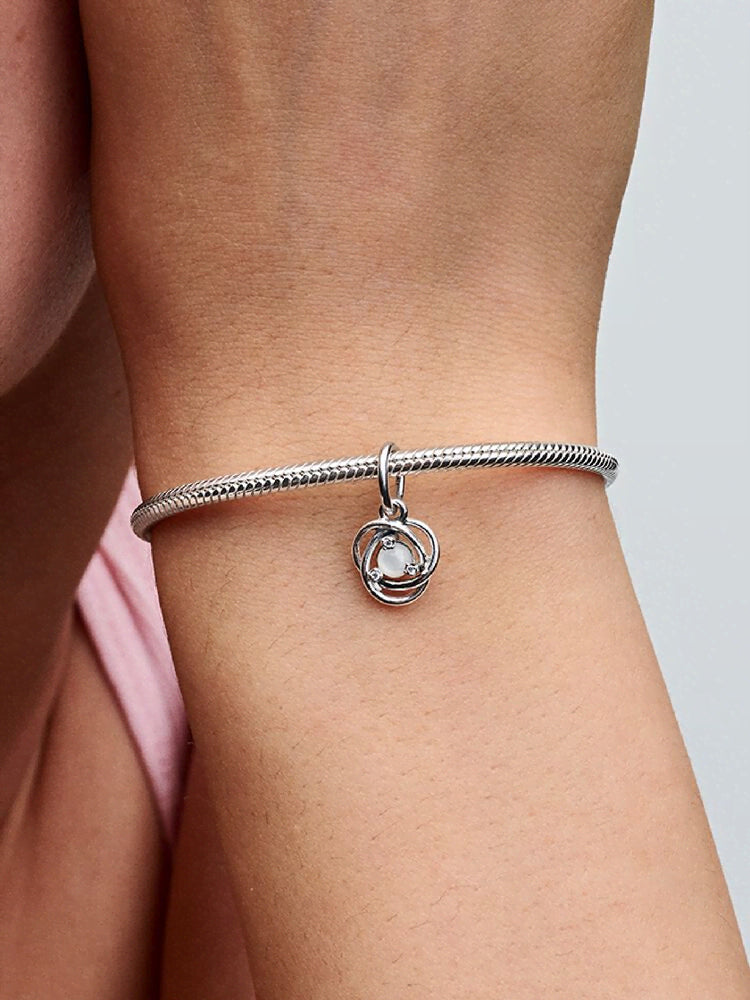 White Eternity Circle Dangle Charm