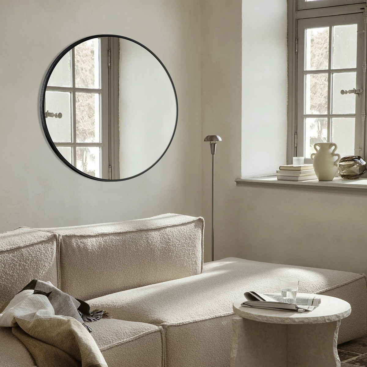 Round Bathroom Vanity Mirror, 24x24 / 36x36, Black, Brushed Gold or Silver