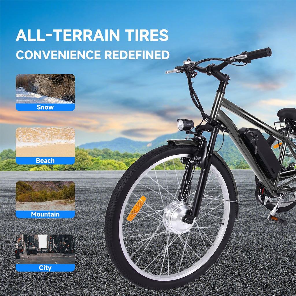 26 Inch Adult 3 Wheel Electric Tricycle With Basket, Fat Tires, 7 Speeds, 350W Motor, 36V 10Ah Battery - 0KT_3xfGu2r4etlrGenxGg69.