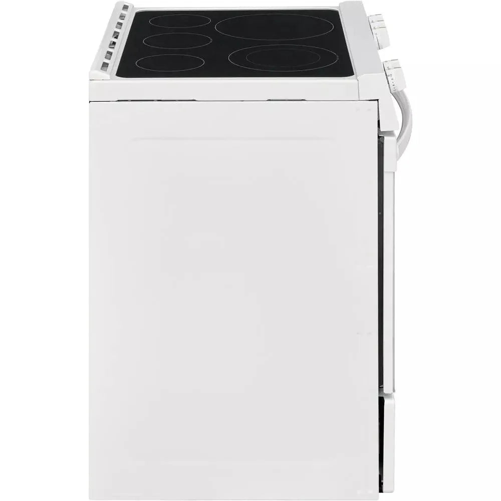 30 in. 5.0 Cu. Ft. Single Oven Electric Range, White With NVS Black Glass