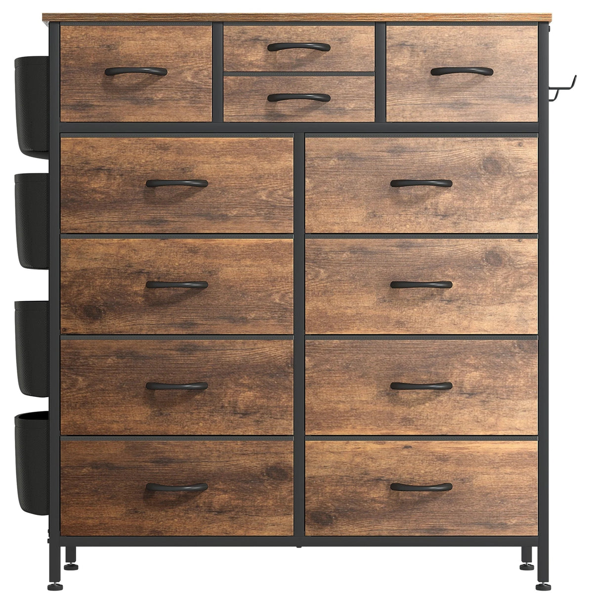 12-Drawer Fabric Dresser With Wood Top And Metal Frame