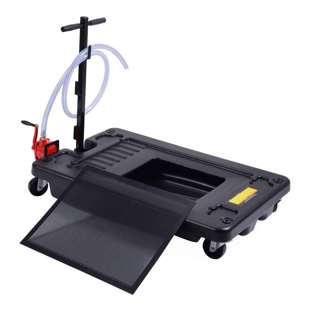 17 Gallon Portable Oil Drain Pan With Pump And 8ft Hose - Low Profile