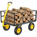 VEVOR Steel Garden Cart, 1400 Lbs, 29.92 in D x 87.6 in W x 30.51 in H, 2-in-1, 13 in Tires - Black+Yellow