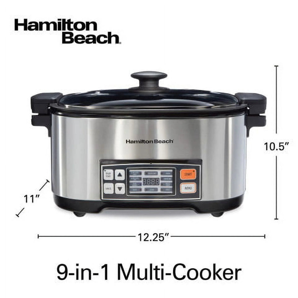 Hamilton Beach 9-in-1 Multi Cooker, 6 Qt Nonstick Aluminum Crock