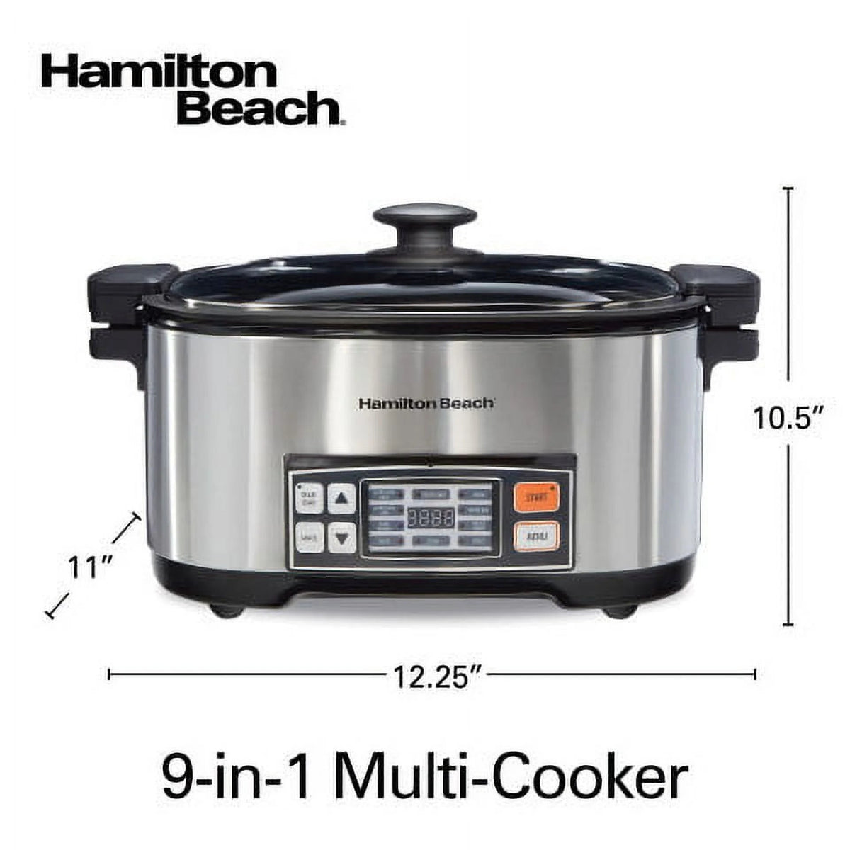 Hamilton Beach 9-in-1 Multi Cooker, 6 Qt Nonstick Aluminum Crock