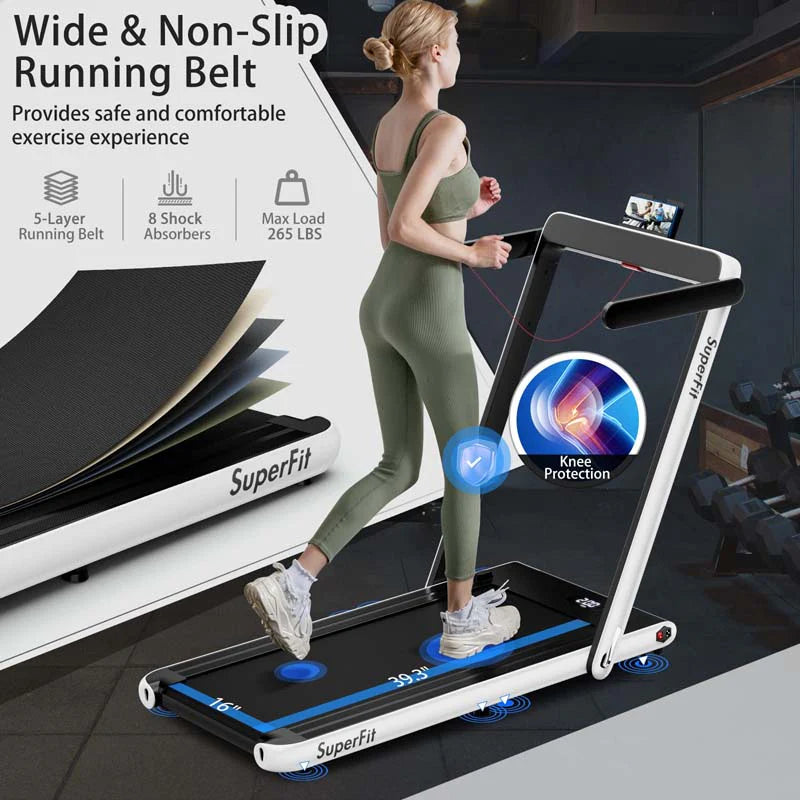 GYMAX 2-in-1 Folding Under Desk Treadmill With Speaker, App And Remote Control - 2.5HP