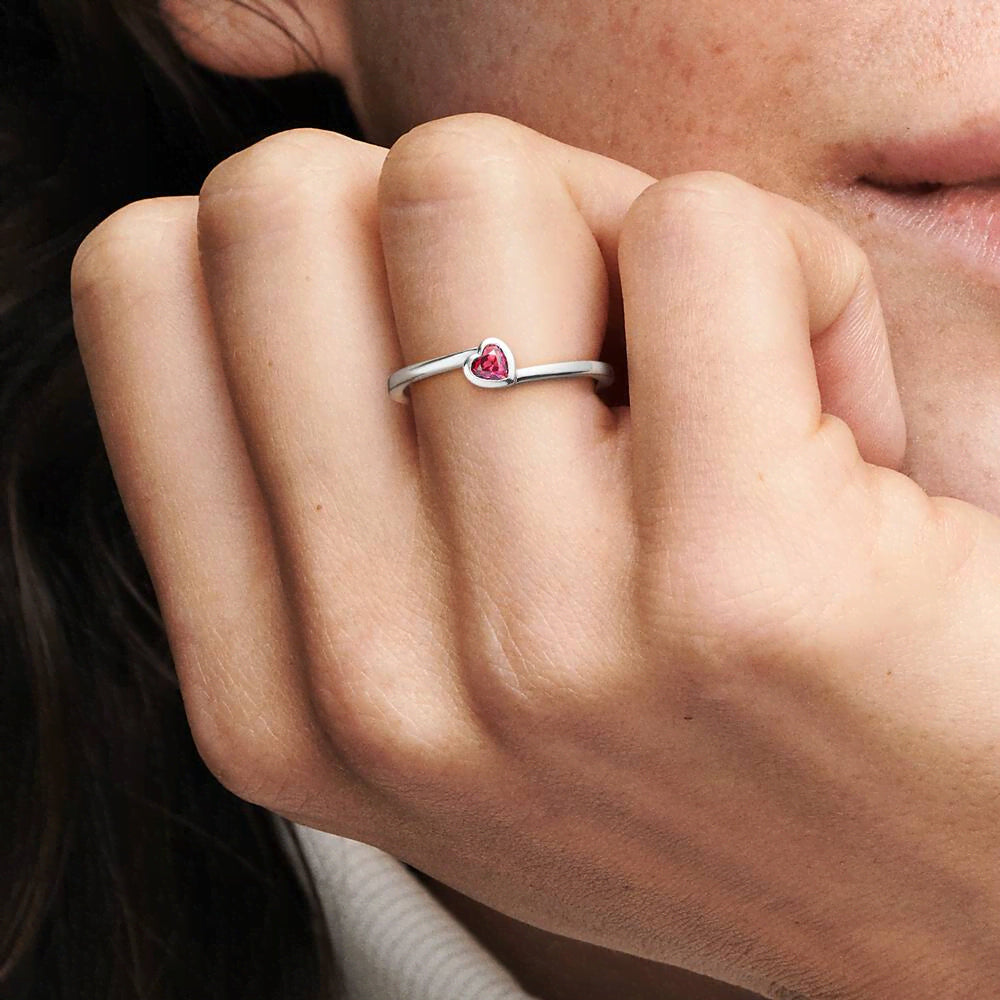 FINAL SALE - Red Tilted Heart Solitaire Ring