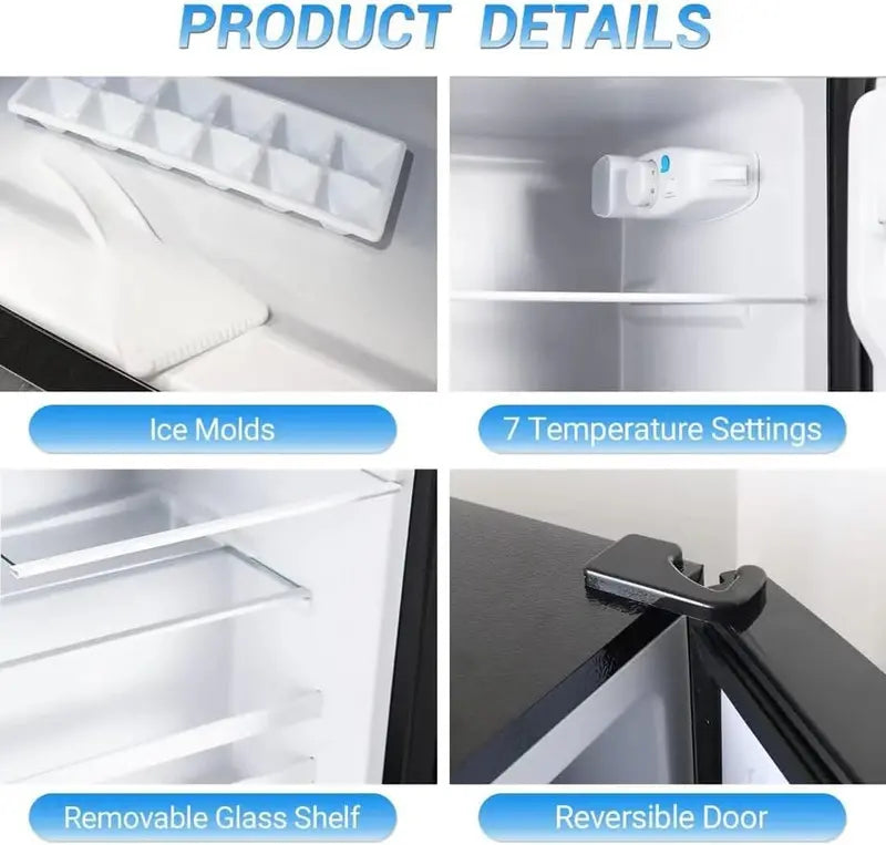 OOTDAY Compact Refrigerator With Freezer 3.5 Cu Ft Silver 16.7 x 17.5 x 34.2 inches - FLS-80-SILVER