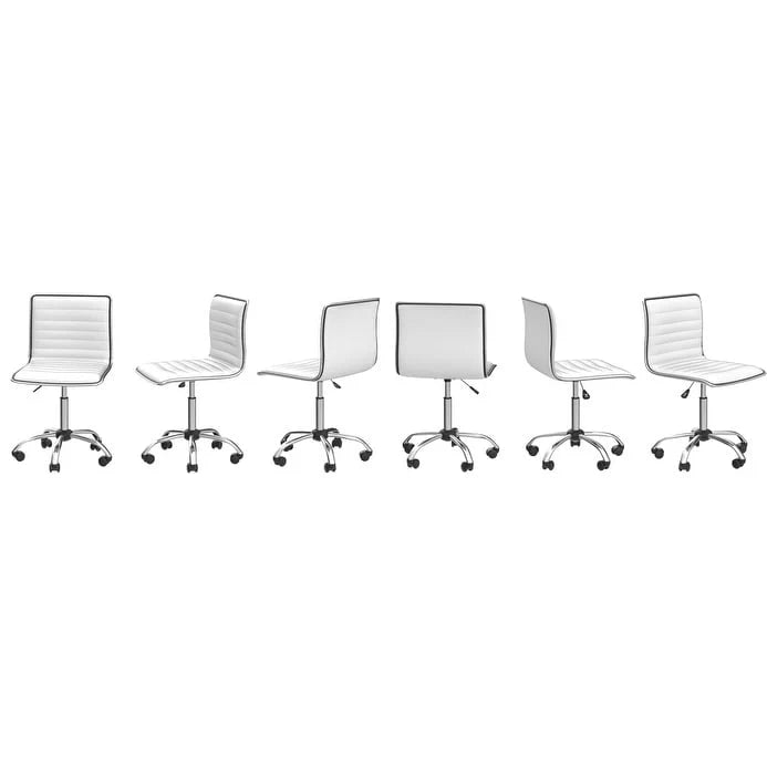 Adjustable Mid-Back Armless Swivel Office Chair With PU Leather - 265 lbs.