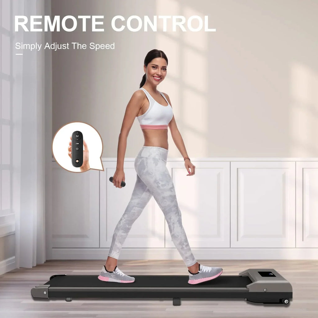 Bigzzia Under Desk Walking Pad Treadmill With Remote Control And LCD Display - Pink