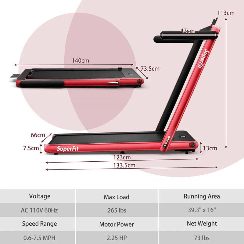 GYMAX 2-in-1 Folding Under Desk Treadmill With Speaker, App And Remote Control - 2.5HP