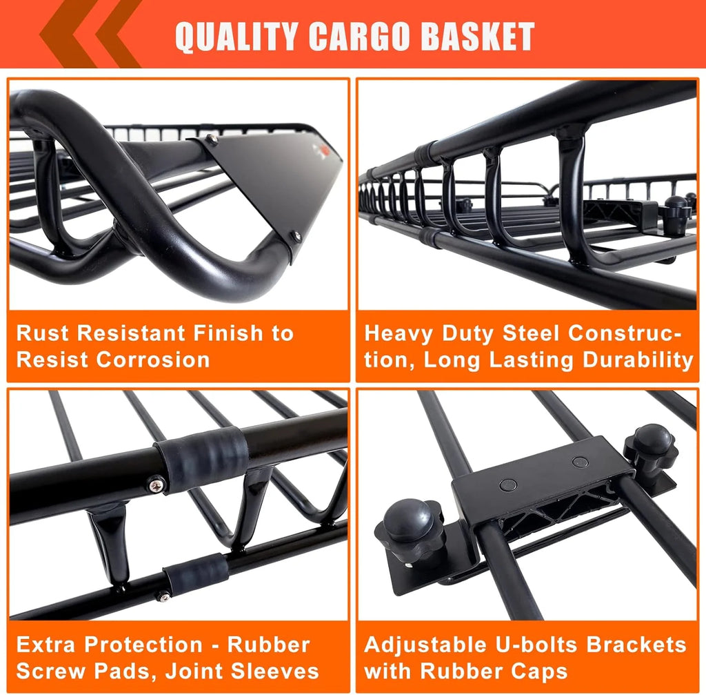 MeeFar Roof Cargo Basket 51 x 36 x 5 in with Waterproof Bag - MF-BSK-AND-BAG