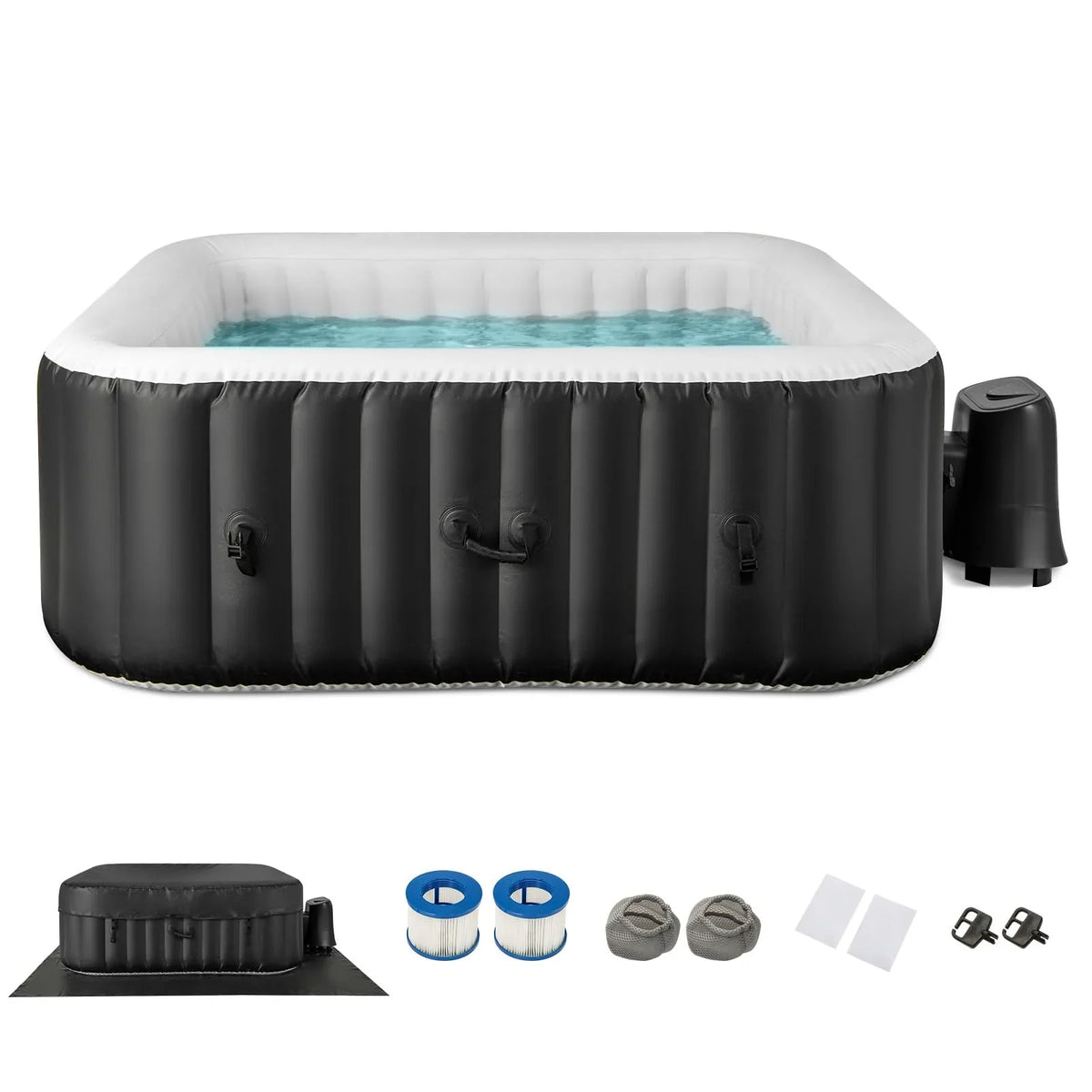 Inflatable Hot Tub, 70-80 in Round Or 71 x 70 in Rectangular, 2-6 Person