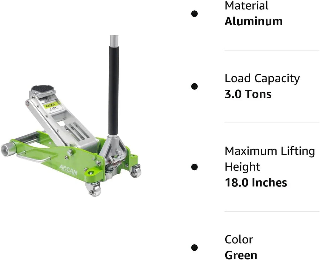 Tools 3-Ton Aluminum Floor Jack, 6000 lb Capacity, Green - A20018_A20019
