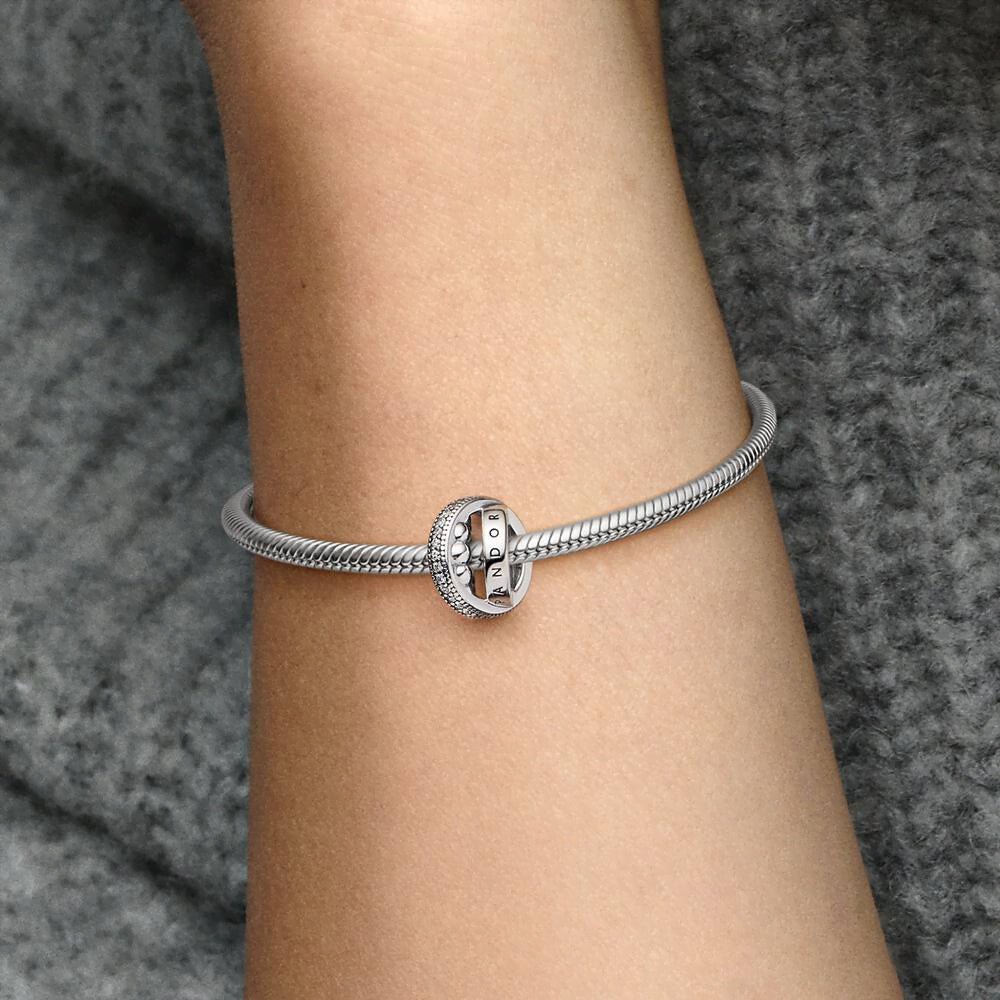 FINAL SALE - Pandora Logo, Pavé & Beads Charm