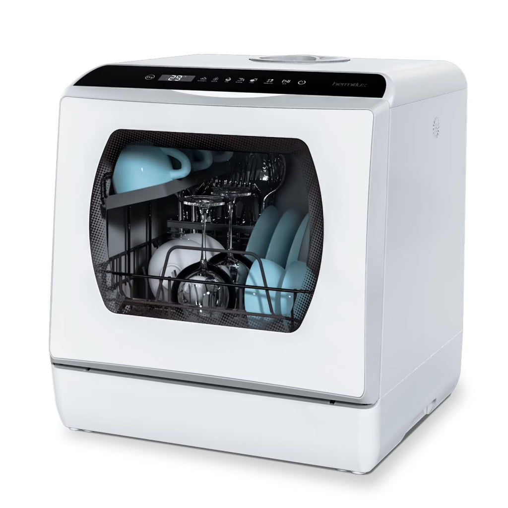 Hermitlux Portable Countertop Dishwasher, 5L Built-In Water Tank, 4 Place Settings - HMX-DW03