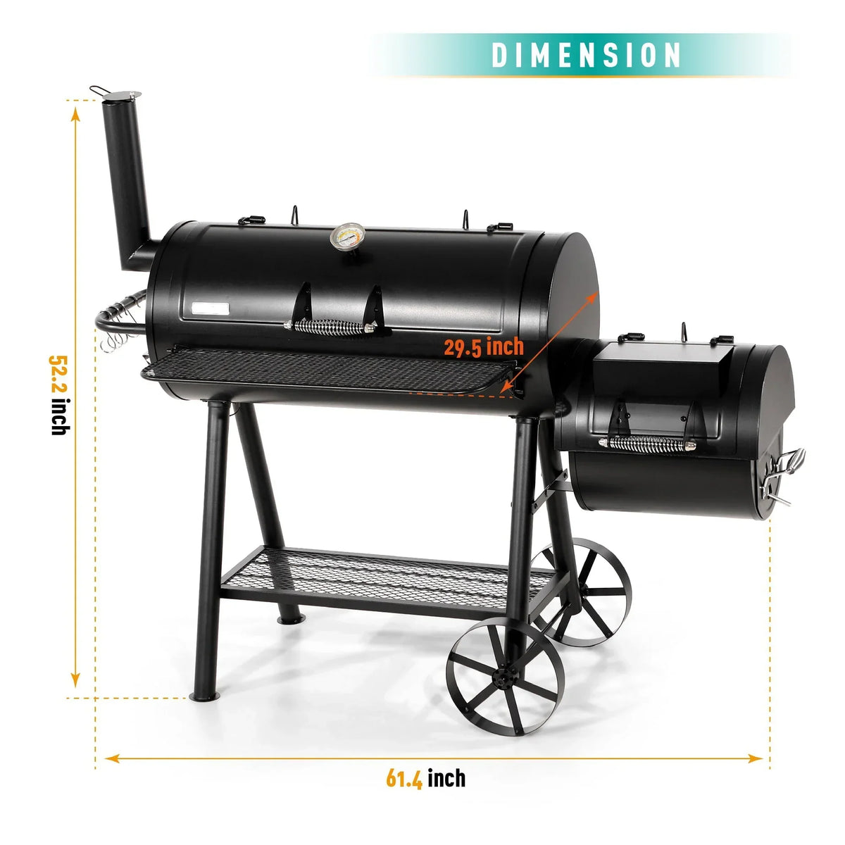 941 Sq. In. Charcoal Grill With Offset Smoker - Black