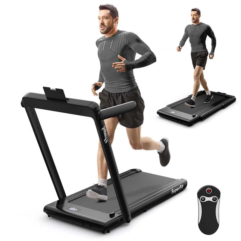 GYMAX 2-in-1 Folding Under Desk Treadmill With Speaker, App And Remote Control - 2.5HP