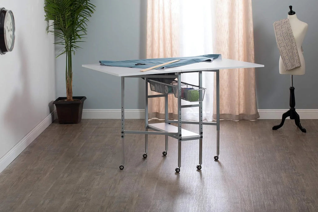 Sew Ready Hobby Cutting Table, 58.75 in x 36.5 in, White/Silver
