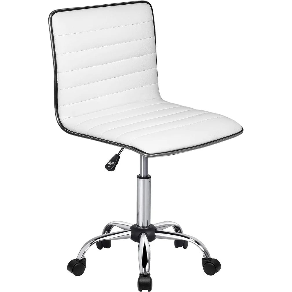 Adjustable Mid-Back Armless Swivel Office Chair With PU Leather - 265 lbs.