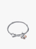 Just Married Two-Tone Wedding Bells Charm & Bracelet Set