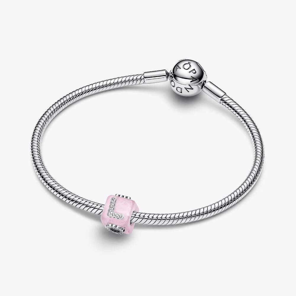 Pink Murano Glass Love Cube Charm