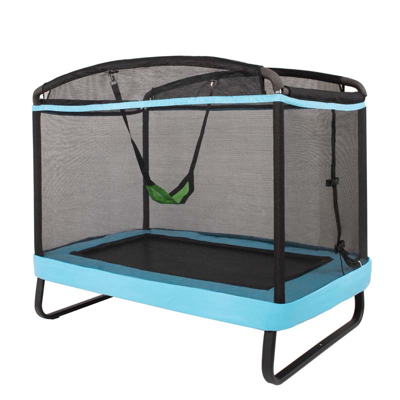 6 FT Kids Rectangle Trampoline With Swing And Safety Fence - ASTM Approved, Ages 3-8