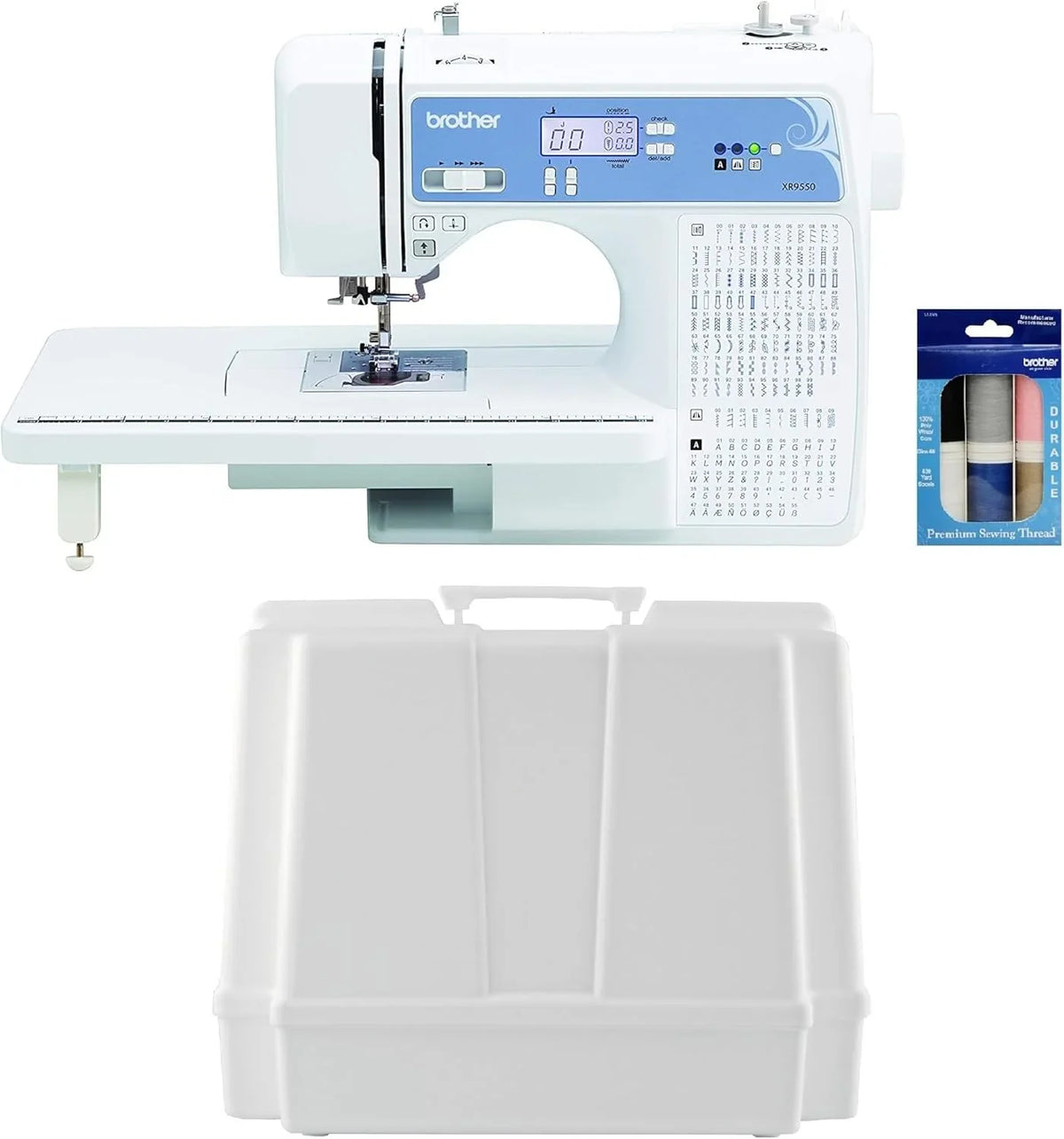 Brother Computerized Sewing And Quilting Machine, 165 Built-In Stitches, LCD Display, White, 20x12x17 - XR9550