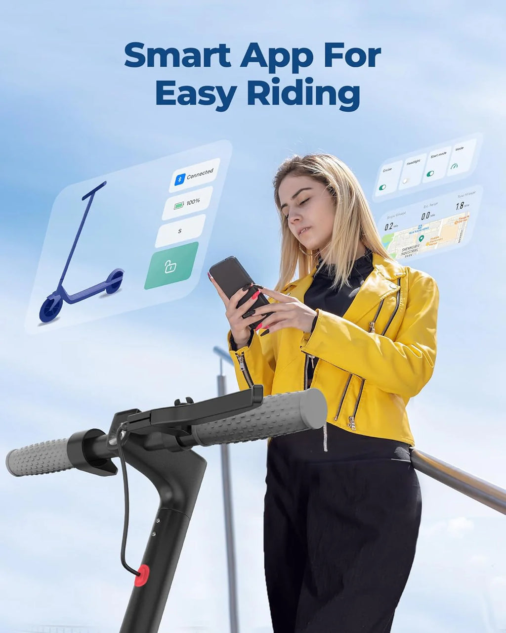 Electric Scooter With Solid Tires And Dual Braking - 350W/500W