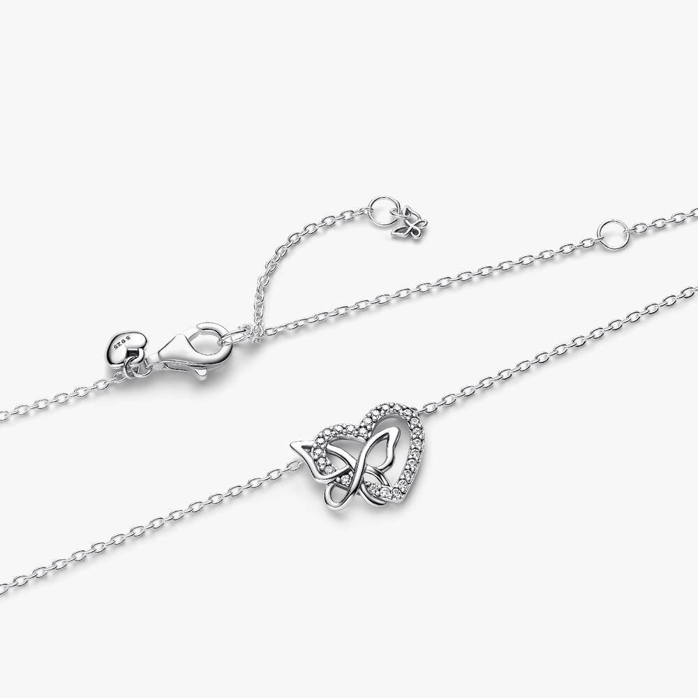 Entwined Heart & Butterfly Pendant Necklace