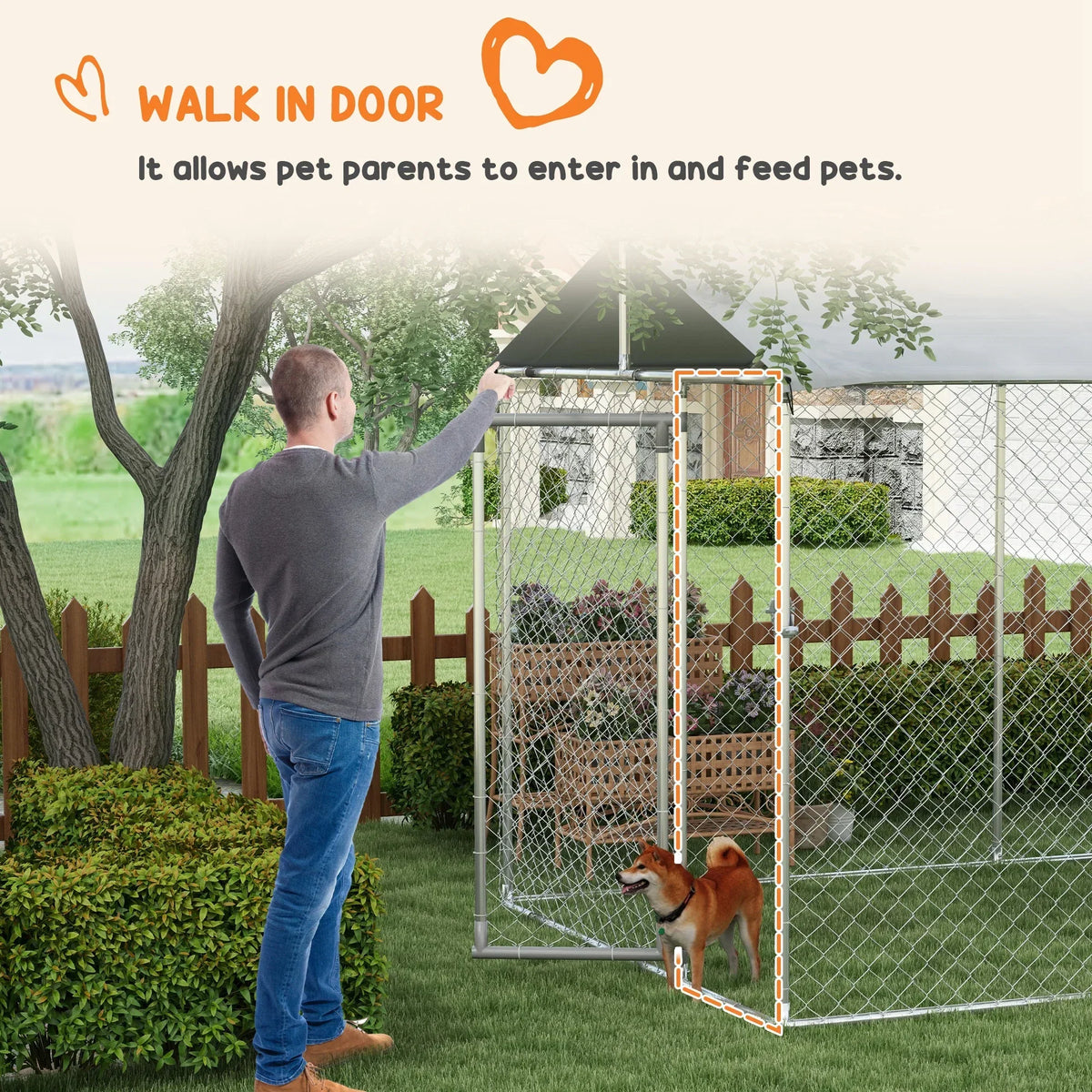PawHut Outdoor Dog Kennel 19.7' x 7.5' x 7.5' With Waterproof Roof - D02-179V02SR