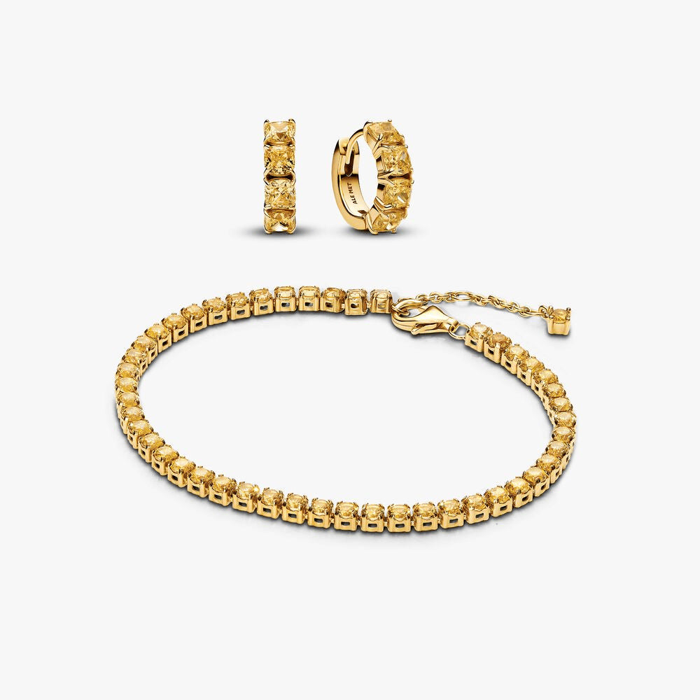 Sparkling Yellow Bracelet and Earring Set