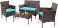 4-Piece Patio Rattan Wicker Furniture Set - T-LCRF834M18